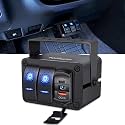 Nilight 2 Gang Rocker Switch Box w/Voltmeter PD Type C and USB Socket