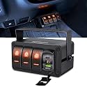 Nilight 3 Gang Rocker Switch Box 12V SPST ON Off Orange LED Waterproof