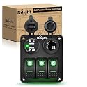 Nilight 3 Gang Rocker Switch Panel SPST On Off 12 Volt Toggle Green