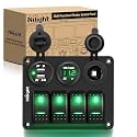 Nilight 4 Gang Rocker Switch Panel SPST On Off 12 Volt Toggle Green
