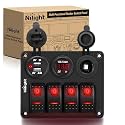 Nilight 4 Gang Rocker Switch Panel SPST On Off 12 Volt Toggle Red
