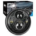 Nilight 5-3/4 5.75 Inch Motorcycles LED Headlight Compatible with Harley Davidson Sportster Iron 883 Dyna Street Bob Super Wide Glide Low Rider Night Rod Train Softail, Black