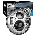 Nilight 5-3/4 5.75 Inch Motorcycles LED Headlight Compatible with Harley Davidson Sportster Iron 883 Dyna Street Bob Super Wide Glide Low Rider Night Rod Train Softail, Chrome