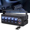 Nilight 5 Gang Rocker Switch Box Toggle w/Voltmeter PD Type C &amp; USB Socket