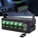 Nilight 5 Gang Rocker Switch Box w/Voltmeter PD Type C and USB Socket