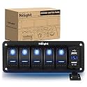 Nilight 5 Gang Rocker Switch Panel with 4.8 Amp Dual USB Charger Voltmeter