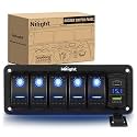 Nilight 5 Gang Rocker Switch Panel w/PD Type C and USB Socket Voltmeter