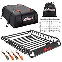 Nilight 51" x 36" x 5" Universal Roof Rack Cargo Basket | Rooftop Cargo Carrier, Max 200LBS Heavy-Duty, Includes Waterproof Cargo Bag Net and Ratchet Straps, Fits SUV and Truck Vehicle