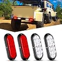Nilight Trailer Tail Lights 4PCS 6 Inch Brake Reverse LED Lamp, Red White
