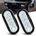 Nilight 6" Oval White LED Trailer Backup Light, White, 2 Pack,Grommet Mount