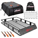 Nilight 64" x 39" x 6" Universal Roof Rack Cargo Basket | Rooftop Carrier, Max 250LBS Heavy-Duty Capacity Includes Cargo Waterproof Bag Net and Ratchet Straps for SUV and Truck Vehicle