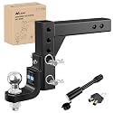 Nilight 8-Position Adjustable Trailer Hitch Ball Mount with 2 inch Ball Fits 2 Inch Receiver with 5/8" Pin Lock 7500 lbs, 9-1/2" Drop, 8-1/4" Rise Hitch for Trailers Boats Pickups RV