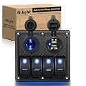 Nilight 4 Gang Rocker Switch Panel SPST On Off 5PIN Electrical Toggle Blue