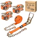 Nilight Chain Ratchet Straps 2" x 30' (4 Pack) 10,000 LBS Break Strength