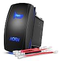 Nilight Horn Switch Momentary Laser Rocker Switch 5PIN On/Off LED Light 20A/12V 10A/24V Switch with Jumper Wires Set for Cars Jeeps Boats Trucks (90126B)