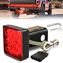 Nilight LED Brake Light Trailer Hitch Cover Square Red Driving Lamp