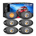 Nilight 6 PCS Pink Amber LED Rock Lights Underglow Wheel Well Fender Pods