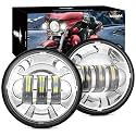 Nilight Motorcycle 2PCS 4.5 Inch LED Fog Lights Passing Auxiliary Light DOT Compatible with Harley Davidson Electra Street Glide Heritage Softail Classic Road King, Chrome