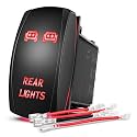 Nilight 5Pin Rear Lights Rocker Switch Laser Etched Toggle SPST Red
