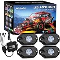 Nilight RGB LED Rock Lights Kit, Underglow Multicolor Neon Light Pod with Bluetooth App Control Flashing Music Mode Wheel Well Light for Truck ATV UTV RZR SUV, 4 Pods (Pack of 8)