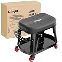 Nilight Rolling Mechanic Stool 300LBS Black Garage Seat with Tool Tray