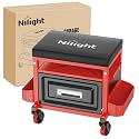 Nilight Rolling Mechanic Stool 350LBS Red Adjustable Garage Creeper Seat