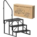 Nilight RV Steps with Handrail 3 Steps Hot Tub Steps Outdoor RV Stairs