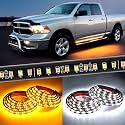 Nilight Truck LED Running Board Lights 2PCS 70 Inch LED Side Maker Light with 216 LEDs White Courtesy Light & Sequential Amber Turn Signal Lighting Strips for Extended & Crew Cab Trucks Pickup