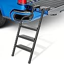 Nilight Universal Foldable Pickup Truck Tailgate Ladder | Truck Bed Step for Pickup, Features Non-Slip Wide Pedal, Stainless Steel Self-Drilling Screws, Sturdy Rubber Feet