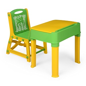 nilkamal apple junior study table and chair set with storage for stationary  laptop desk  dining breakfast table for eating amp multipurpose  suitable for 3 to 12 years age  greenlime yellow