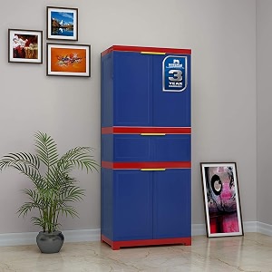 nilkamal freedom plastic cabinet with drawer storage 3-year warranty  clothes organizer cupboard with shelves amp utility drawer  wardrobe almirah for home kitchen amp office use  for adults amp kids
