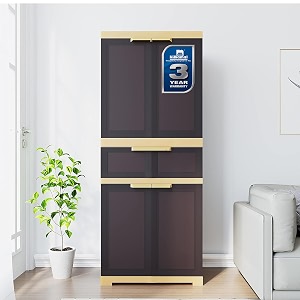 nilkamal freedom plastic cabinet with drawer storage 3-year warranty  clothes organizer cupboard with shelves amp utility drawer  wardrobe almirah for home kitchen amp office use  for adults amp kids