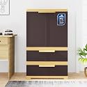 Nilkamal Freedom FMDR2BE Plastic Storage Cabinet with 2 Drawer Clothes Organizer|3-Year Warranty|Shelves|Wardrobe|Adult & Kids|Multipurpose for Home, Kitchen & Office (Weathered Brown & Biscuit)