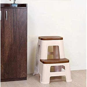 nilkamal plastic step stool large size stl31 strong sturdy for homeofficekitchengardenshop cream amp brown