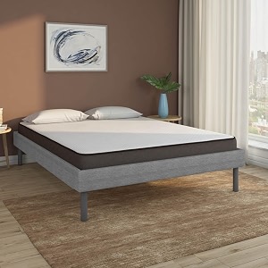 nilkamal sleep king size velvette upholstered bed with lite dual comfort mattress grey 78x72x5