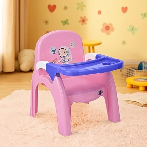 nilkamal wonder plastic baby desk chair with removable tray  3-year warranty  multipurpose toddler chair for eating feeding learning  high backrest kids seating for 6 months to 5 years
