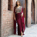 NILORMYFASHION Women Crop Top Skirt Cape Set