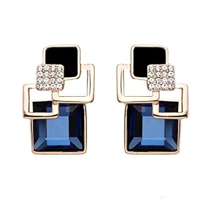 nilu39s collection fashionista classic jewellery square crystal earring big geometric stud earring for women and girls