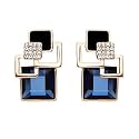 Nilu's Collection Fashionista Classic Jewellery Square Crystal Earring Big Geometric Stud Earring for Women and Girls
