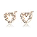 Nilu's Collection AD Stone Studded Heart Shape Stud Earrings for Girls and Women | Regular wear, office wear | Light Weight
