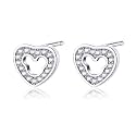 Nilu's Collection AD Stone Studded Heart Shape Stud Earrings for Girls and Women | Regular wear, office wear | Light Weight