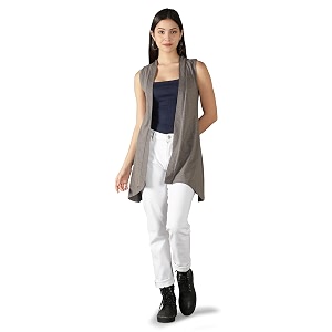 NIMBLE Womens Open Front Sleeveless Cotton Long
