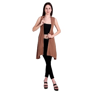 NIMBLE Womens Open Front Sleeveless Cotton Long