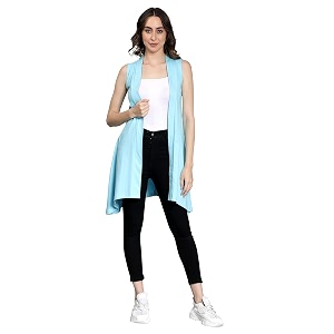 NIMBLE Womens Open Front Sleeveless Cotton Long