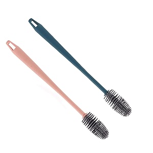 bottle cleaning silicone brush with long handle for baby bottle long handle silicone bottle cleaner brush multicolor qty 2