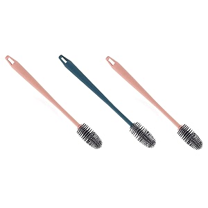 silicone bottle cleaning brush set with long handle bottle cleaner brush for glassware sports bottle vases baby feeding bottles water bottle cleaner brushes pack of 3 multicolor