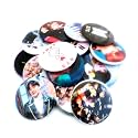 Nimida BTS theme Badges | Plastic | Assorted Multi design | Gang Brooch | Party Favour | Safety Pin Type| Size 4.5 cm | Pack of 30