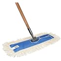 Nine Forty 24" Premium Cotton Dust Mop Kit - Heavy Duty Mop Head with Wood Handle for Industrial, Commercial, and Residential Cleaning - Dry Floor Duster for Hardwood Surfaces - White
