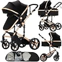 Nine point nine 2 in 1 Baby Stroller, Reversible Convertible Infant Stroller of One-Click Folding, Newborn Travel Strollers Toddler Standard Pram Carriage (2US588-BG)