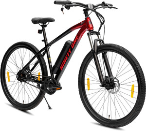 ninety one e-drago 78ah battery  front suspension  250watts ip65 bldc motor  black red 275 inches single speed lithium-ion li-ion electric cycle